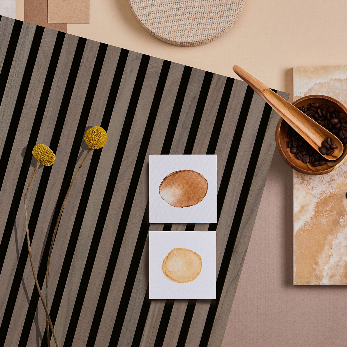 Flat,Lay,Of,Stylish,Architect,Moodboard,Composition,With,Beige,Samples 3D billeder